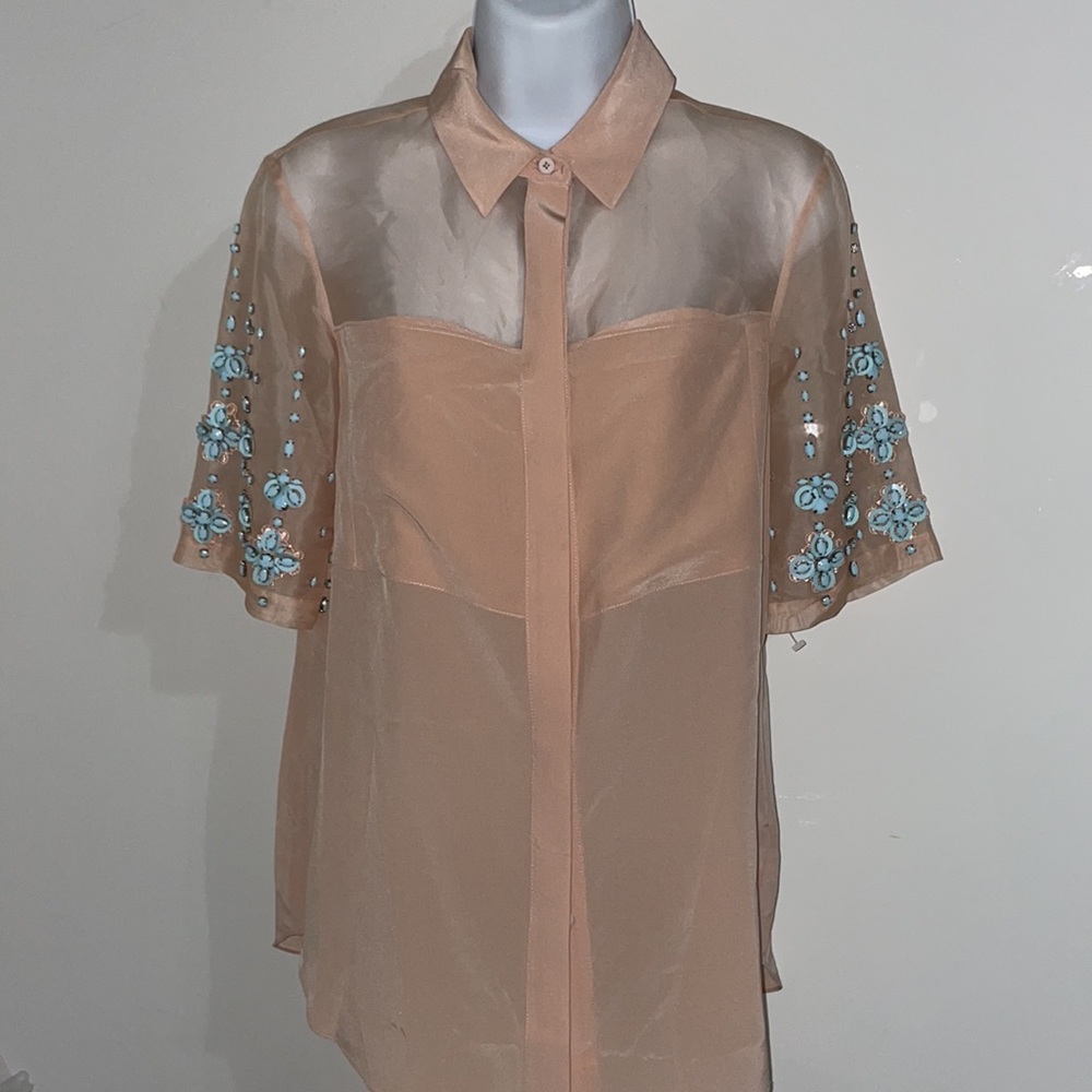 Rebecca Taylor Pink Silk & Organza Blouse With Bl… - image 6